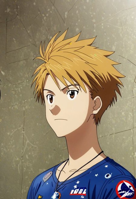 high resolution, solo, best quality, 1Boy, Yamato Ishida, Blond Hair, Necklace, NASA, Rocket Launch Site, OverallDetail