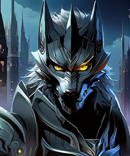 score_9_up,score_8_up,score_7_up,
<lora:Zen_Aku_(Power_Rangers_Wildforce)_(Pony)_(AD):0.8> Zen Aku, power rangers wildforce, evil, villain, demon, wolf, armor, wolf theme, single white horn on head, wolf themed helmet, wolf themed mask, yellow eyes, muscular, <lora:Anime Cold Night Style SDXL_LoRA_Pony Diffusion V6 XL:1> dark theme, 
8K, spectacled light, In'ei, highly detailed, Masterpiece, best quality, beautiful details, crisp, chiaroscuro, internal subsurface reflections, rim lighting, atmospheric layering, 
8K,  scenery background, science fiction setting, ((dark background, detailed background, night)), futuristic city, cityscape, artistic glowing light, dynamic perspective, official screenshot in the style and quality of Power Rangers, masterclass official Power Rangers artwork, absurdly detailed, photorealistic, masterclass photograph, elite warrior, majestic, hulking badass awesome warrior,  absolute unit of a fighter, dominating, hyper powerful, powerful and mighty, overwhelming speed and reflexes, strength embodiment, power overwhelming, thick powerful muscular body, dynamic fighting pose, serious fighting expression, head tilted to look at viewer, upper body turned toward viewer, majestic and dashing dark hero, duke org, glowing hair, soft grey hair, dark grey fur, dark grey skin, dark area around the eyes, flawless body, detailed kemono hair, perfect proportions, perfect hands, flawless armor, glistening black metal armor, intricately detailed armor, black matte leather bodysuit, 
BREAK zPDXL, zPDXLxxx, unaestheticXLv1, detailxl,