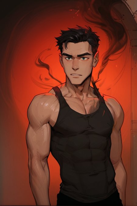 (score_9, score_8_up, score_7_up). (line work, excellent drawing, highest quality, extremely detailed:1.2). solo, a man watching his arm be corrupted. 1boy, gradient skin, clawed hand, spreading corruption, black smoke coming off hand. cracking hand, charred hand, charred skin, pale skin, tank top, g0thicPXL, romantic, source_cartoon, dark background, medium distance, cowboy_shot, depth of field, <lora:add-detail-xl:1.35> <lora:princess_xl_v2:0.55> <lora:Expressive_H:0.6> <lora:g0th1cPXL:0.4> <lora:incase-ilff-v3-4:0.8> <lora:mrpotatoparty-guy-PONYv1-3:0.3> <lora:Chipmunking_V.2:0.15>