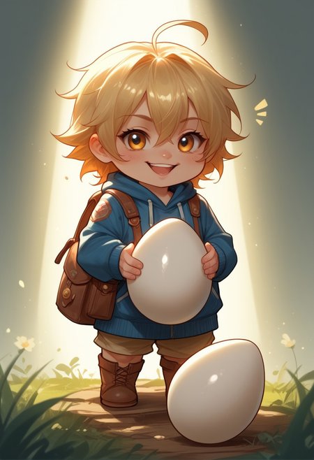 score_9, score_8_up, score_7_up, source_anime, solo, adorable chibi Egg, happy,  (anthro egg, chibi body:1.4), (indirect lighting, dynamic lighting:1.4), simple background, chibi art style, (detailed image, high resolution, 5k resolution:1.0), (realistic style, chibi art style, las lindas Art Style:1.2)