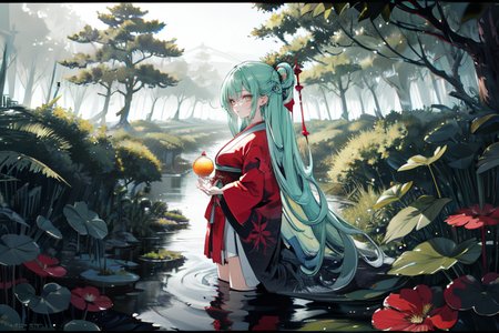 highly insanely detailed, masterpiece, top quality, best quality, highres, 4k, 8k, RAW photo, (very aesthetic, beautiful and aesthetic),  
(code_style,codestyle),japanese text, 
<lora:CodeStyle (half generic class)_564920:0.5>, 
(1girl:1.3), 1other, 
mangrove forest biome,âââ
