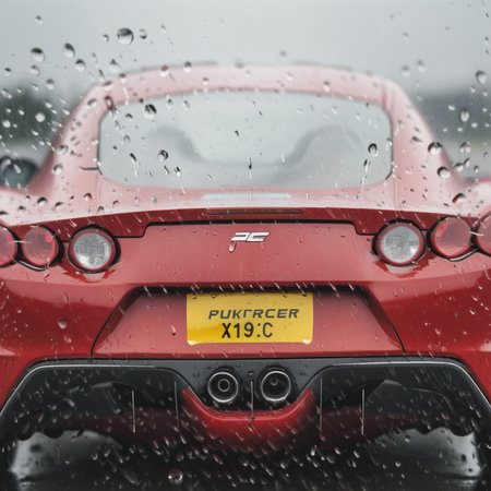 a sports car behind rain on glass<lora:Rain_on_Glass_XL:1>