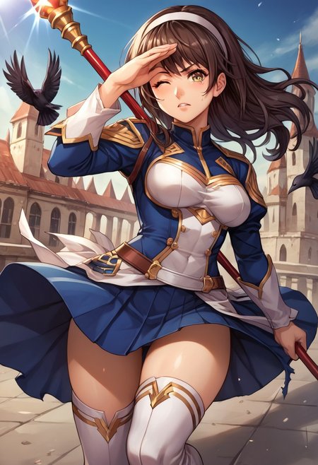 score_9, score_8_up, score_7_up, score_6_up, score_5_up, score_4_up, detailed, intricate details, source_anime, , (best quality) , (highly detailed) ,((masterpiece)), ((best quality)), (ultra-detailed), ((extremely detailed)), (high resolution), 4K, (8K), best quality, (beautiful), (dynamic lighting), (super detailed skin), sharp focus, (1_girl, solo focus), score_9,score_8_up,score_7_up,anime coloring BREAK source_anime,anime, <lora:Liffany_p_v1.5:1>,Liffany,headband,magic wand,blue skirt,black_pantyhose,white_thighhighs,white boots,<lora:Fixhands_anime_bdsqlsz_V1:1>,looking_at_viewer,castle,city,holding,holding_staff,fighting_stance,serious,dynamic_angle,posing,,  barefoot, wheat, covering head, wink, black birds, (crow), (torn clothes),  tears, brown gloves
 upper body, detailed eyes、detailed face and detailed skin <lora:add-detail-xl:1.0>