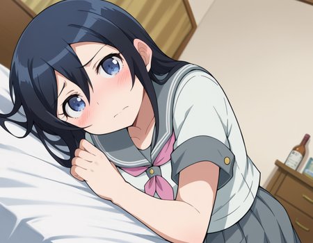 score_9, score_8_up, score_7_up, source_anime,
ayasearagaki, <lora:ayase-aragaki-s2-ponyxl-lora-nochekaiser:1>,
ayase aragaki, long hair, blue eyes, black hair, hair between eyes,
skirt, school uniform, serafuku, shirt, white shirt, grey sailor collar, grey skirt, pleated skirt, neckerchief, pink neckerchief,
indoors, bed, bed room, on side, blush, drunk,
looking at viewer, cowboy shot, solo, dutch angle,