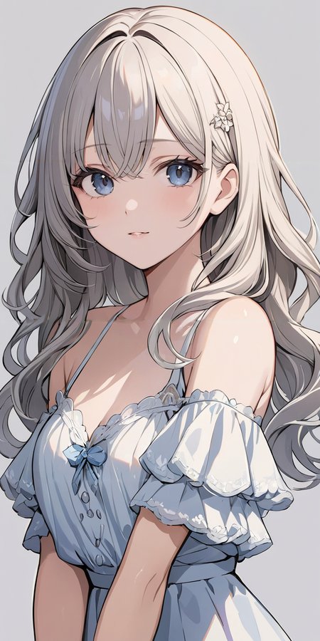 masterpiece,ultra-detailed,best quality,8K,illustration,cute face,clean skin ,shiny hair,girl,ultra-detailed-eyes,simple background, <lora:add-detail-xl:1> <lora:wavy hair_XL_V1.0:0.8> wavy hair