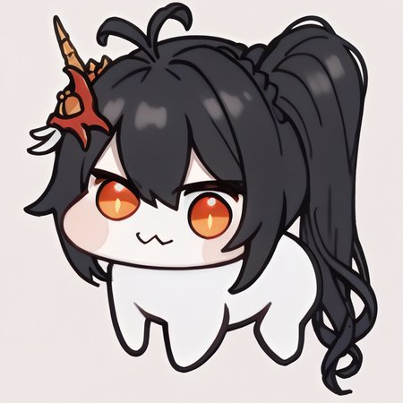 sscore_9_up, score_8_up, score_7_up, source_anime, doro, creature, :3, chibi, no humans, four legs, solid circle eyes, no pupils, white skin, <lora:Doro_X_PDXL_V1:1.0> <lora:cecikr-ponyxl-beta2-08:0.9>, black hair, side ponytail, sidetail, cecihonor, red hair ornament, antenna hair, slit pupils, white background, simple background,