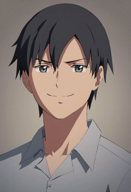 Highres, Masterpiece, High Quality, 4K, 8K, solo, 1Boy, Takaki Toono, adult, black hair, short hair, Shirt, passport_photo_style, looking at viewer, angry, smile, focused gaze forward, plain background, straight body, head upright, easynegative, detailed_eye_model