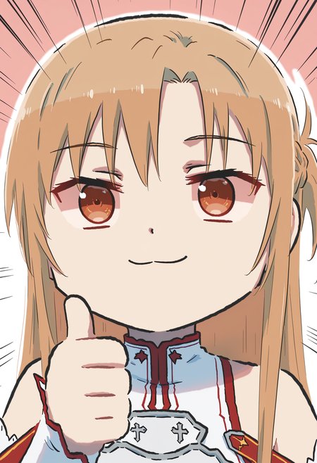 masterpiece,best quality,high resolution,source_anime,highly detailed illustration,
seductive, detailed eyes, very aesthetic,absurdres,newest, amazing quality,
detailed eyes, absurdres,newest, amazing quality,
<lora:shiXinzoroV1ill:1.0>, shixinzoruo,  chibi,
1girl, solo,
asuna \(sao\), 
emphasis lines, smug, thumbs up
