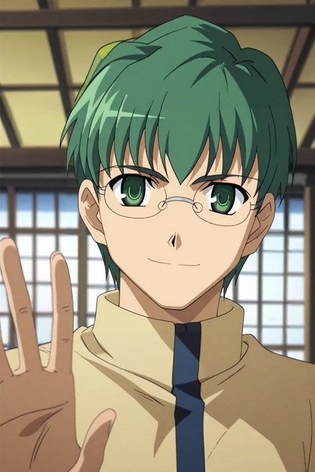 score_9, score_8_up, score_7_up, , anime screencap, rating_safe, , looking at viewer, depth of field, 1boy, male focus, <lora:yuusaku_kitamura_pony:0.55>, yuusaku_kitamura, green hair, green eyes, short hair, glasses, solo, asymmetrical, atlantis, dawn, waving, seductive smile, <lora:fsn_style_pony:1.18>, fsn_style, , <lora:sdxl_lightning_8step_lora:1>