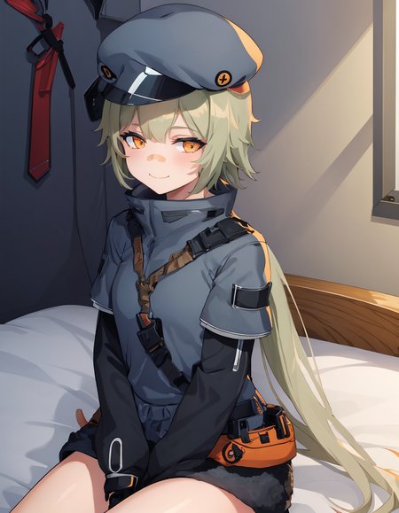 (extremely detailed CG unity 8k wallpaper),(masterpiece), (best quality), (ultra-detailed), (best illustration),(best shadow), (sharp eyeliner, eyeshadow, detailed eyes:1.2), bedroom
,BREAK
(hs2000:1.2), sitting on bed, arms at side, cute smile
<lora:HS2000:1>