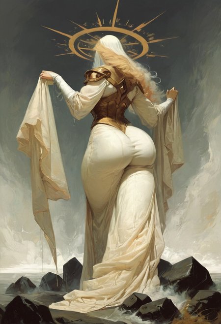 ((score_9, score_8_up, score_7_up)), (((character design, sci-fi warrior women, feminine power, perfect anatomy)))
, olivier ledroit "Requiem" style
A monster girl with a big butt, dressed in a revealing outfit made of seashells and pearls. She has long, flowing hair and a hypnotic voice that lures sailors to their doom. She is standing on a rocky shore, with the ocean crashing against the rocks behind her. In one hand, she holds a conch shell, and in the other, she holds a harp that emits a haunting melody. The scene should be dramatic and intense, with a focus on theatrical elements and a vintage, high-contrast setting.
, in the style of a vintage, high-contrast setting, Emphasize theatrical elements with bursts of bright colors against dark, moody backgrounds
,big butt, booty, bubble butt, emphasis on her ass, huge ass, steam sweat, seductive, butt slut,
<lora:add-detail-xl:2>