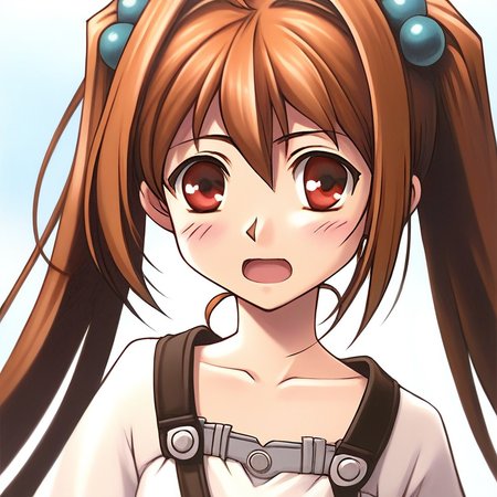 score_9, score_8_up, score_7_up, source_anime, rating_explicit, BREAKã <lora:Estelle_Bright_Retro_XL:1> Estelle_Bright, brown hair, long hair, red eyes, ahoge, closed eyes, very long hair, hair intakes,  short stack,
 1girl, solo, twintails, blush, hair ornament, hair bobbles, open mouth, dress, belt, 
upper body, collarbone, white dress
day, outdoor,
looking at viewer, 
cowboy_Shot,