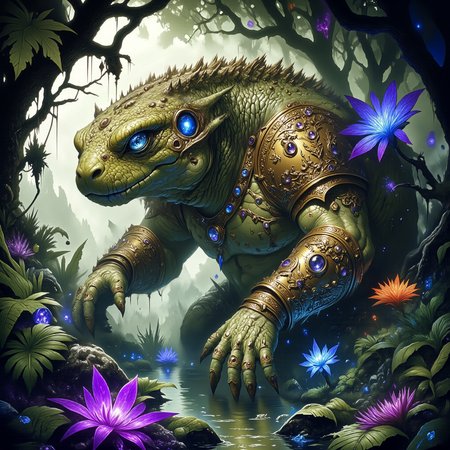 highly detailed, intricate, detailed background, famous artwork inspired by (jesper ejsing:1.2) and (mark tedin:1.2) and (jesper ejsing:1.3), (fractal art:0.4), tranquil, phantasmagorial scenery, the "splendid pondvurbler", a disturbingly quadderbonused bog-dwelling reptilian abomination with a gizzled hide decorated with hypnotic patterns, they hunt crunfocatedly among (the flarbifying colorful hypnobromeliads:1.3) and the (otherworldly:1.2) wergled flora of the (wondrous swamps:1.3) suspended in the mysterious ethereal mists of their (phantasmagorial:1.3) habitat on planet "carefuleverythingwantstoeatyouhere", golden ratio, in the style of ck-ovf, amanoer, arsmjstyle, dnddarkestfantasy, aidmamj6.1, 
<lora:style-oneviolentfantasy-ep21-flux-by_chronoknight:0.48> 
<lora:style-yoshitaka_amano-elden_ring-flux-by_alicient:0.68> 
<lora:style-dnd_dark_fantasy-flux-by_arsmachina:0.96> 
<lora:midjourney_61-v0.4-flux-by_aidma:0.76> 
<lora:faetastic_details-flux-by_faeia:0.44>