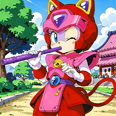 score_9, score_8_up, score_7_up, 
masterpiece, ulutra detailed, 
source_anime, official art,
BREAK 
<lora:pururun.pony:0.9>,
pururun, mecha, furry, 
cowboy shot, (one eye closed:1.4),
(traditional Japanese pink flute:1.4), 
(holding A traditional Japanese pink flute:1.4), ,