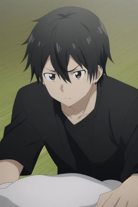high resolution, professional photography, best quality, 1Boy, Kazuto Kirigaya, Black Hair, Black Eyes, lying down, conquered, hurt, dying, battered, blank stare, bruised,