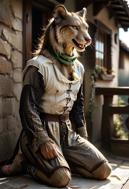 score_9, score_8_up, score_7_up, (((Barefoot furry character, full body, cinematic setting, furry male, plantigrade, correct anatomy, perfect hands)))
(((side view))) on a beautiful and detailed (((skaven))), (((templar outfit))), templar knight, black fur rat, green gem necklace, ((1boy, solo, solo focus)), muscular, furry male, burgundy and black fur,body fur, perfect eyes, perfect face, fur, fluffy fur, tuft, detailed fur,, bronze eyes, curvy, covered nipples, Expressiveh, looking at the viewer, seductive smile, half closed eyes, tight clothes, skindentation, ear piercing,cute makeup, BREAK indoor, detailed background, balcony, abs, ((muscular)), white neck fluff, (((nice furry feet paws)))
(((kneeling on one leg))), enslaved by hypnotic spell, green glowing in his eyes, green smoke around neck, green collar formed by magic smoke around neck , open mouth, drooling