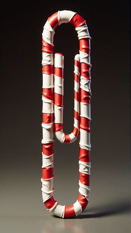 An image of a wrapped in christmas paper, ChristmasWrapped Paperclip. Entirely wrapped up in christmas paper. Entirely wrapped in christmas wrapping paper, shaped like the object.
<lora:ChristmasWrappedFlux:0.7>