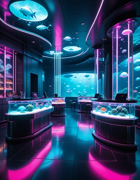 cyberpunk aquarium lounge pony