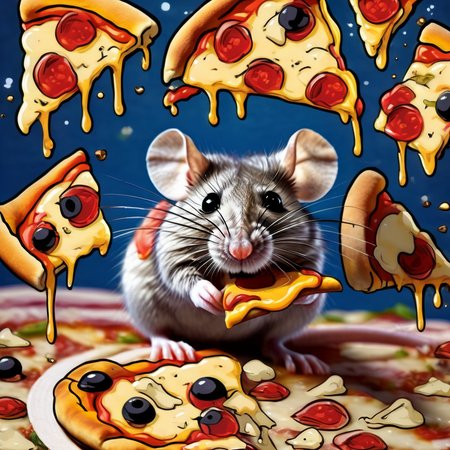 cartophoto photorealistic mouse eating pizza in room<lora:cartophoto:1>