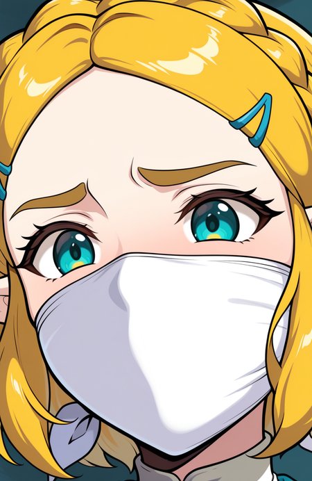 1girl, solo, <lora:Zelda-IL-v2:0.5>, ChopioZelda, blonde hair, aqua eyes, pointy ears, short hair, crown braid, sidelocks, parted bangs, hairclip, 
close-up, portrait,  <lora:OTN:0.9> 0tn, thick9a9, gagged, , extremely detailed, highres, masterpiece, best quality