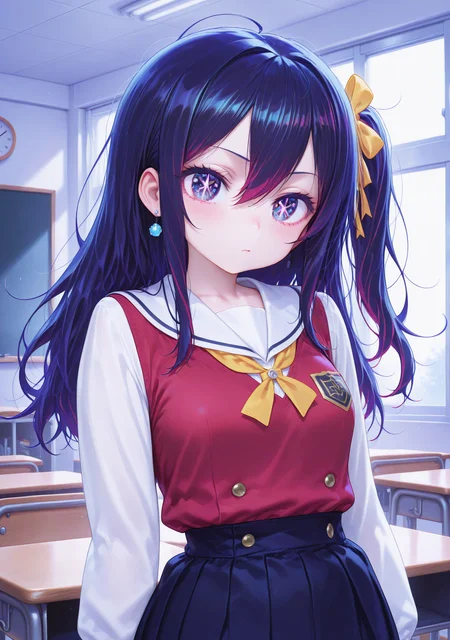 masterpiece,best quality,amazing quality,
1girl,<lora:nonoknow:1>,nonoknow,classroom,
hoshino ai,