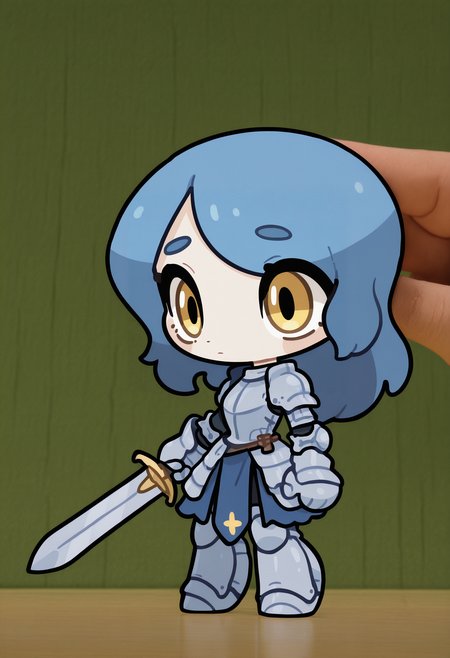 <lora:NTR_MIX_4.0_LORA:0.7>,1girl,yellow eyes,blue hair,armored dress,sword,holding weapon,
<lora:pepako0:0.9>,chibi,pepako,
masterpiece,best quality,amazing quality,very aesthetic,absurdres,newest,depth of field,