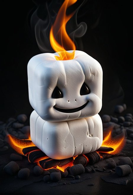 high quality, high resolution, extremely detailed, HavvoricFireDarkstyle marshmallow,