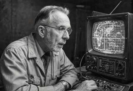 colouring page of an old retro ham radio looking at it head on. There must be a large crt screen included