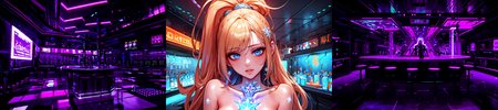 highly insanely detailed, masterpiece, top quality, best quality, highres, 4k, 8k, RAW photo, (very aesthetic, beautiful and aesthetic), 
__lazy-wildcards/subject/env-bg-interior/cyberpunk_club/prompts__, 
<lora:Cyberpunk_Club:0.5>, 
(1girl:1.3), 1other, 
__lazy-wildcards/dataset/background__,âââ