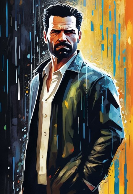detailxl, high quality, artistic-strokes-style,
(dark artistic blank background:1.3)
(half body shot, looking at viewer, dark:1.4),
(digital-painting, Portrait of Max Payne, rain:1.8),
(detective cop in jacket in new york street)
