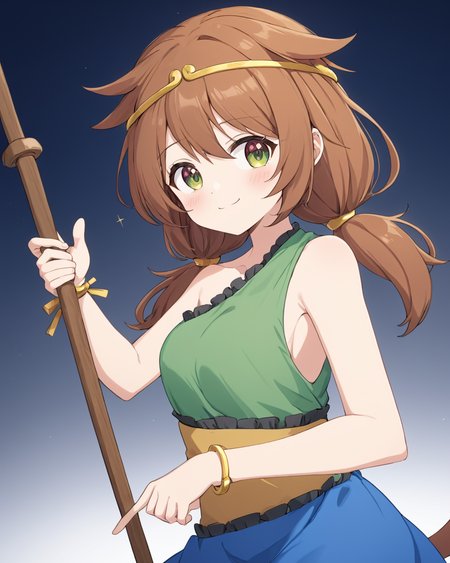 son biten,1girl, solo, white_background, simple_background, blush, green_dress, smile, horse_girl, bare_shoulders, holding_staff, :3, circlet, sleeveless, looking_at_viewer
<lora:son_biten_image350_2023-12-20-000025:1>,star-shaped_pupils,symbol-shaped_pupils,. gorgeous,key visual, vibrant, studio anime,award-winning, professional, highly detailed,high budget, cinemascope