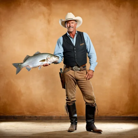 (single fish showcase) <lora:60_fish_showcase:1.1>
Tan background,
high quality, professional, highres, amazing, dramatic,
(Old western saloon and cowboys:0.5),
