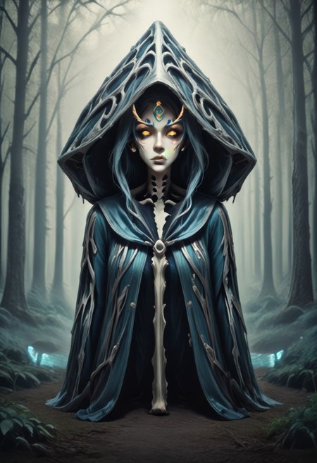 score_9, score_8_up, score_7_up, Lila boneswm mystical sorcerer, glowing robe, light spells, fantasy forest, ethereal lighting, magical vibes, cinematic