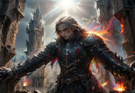 ((Aerial shot of the handsome acrobatic Alucard climbing a gothic castle tower very high above the ground as the skin on his face burns from sunlight:2.5)), 

video game character, Castlevania, Symphony of the Night, SOTN, (burning face:1.5), long white hair, 

extremely detailed background, colorful background, gothic castle background, landscape background, (background focus:1.5), (rain, slick rocks, wet bricks, shiny walls:1.3), black monster in background, 

eye catching, 

ral-exposure, motion blur, (motion blur fingers, motion blur feet:1.25), parkour, 

candid shot, dynamic shot, viewed from the side, distant view, looking straight down, 
hyperdetailed realistic illustration, intricately detailed, highest quality, implied motion, motion streaks, motion lines, 

BREAK, ultra level of detail and precision in the art, masterpiece, absurdres, mixed media, lineart, digtal art, detailed shading, extreme wide-angle view, ray-traced, 
intense mood, gritty, grimdark, 
subsurface scattering, (light leaks, lens flare, crepuscular rays, sunbeams:1.3), (halo effects, broken jagged rainbow optical rings:1.4), global illumination, ambient occlusion, soft shadows, film grain, Dutch angle, cinematic composition, (mystic haze, dusty atmosphere:1.2), HDR, complementary colors, (vibrant colors, colorful palette:1.2), fisheye view, 