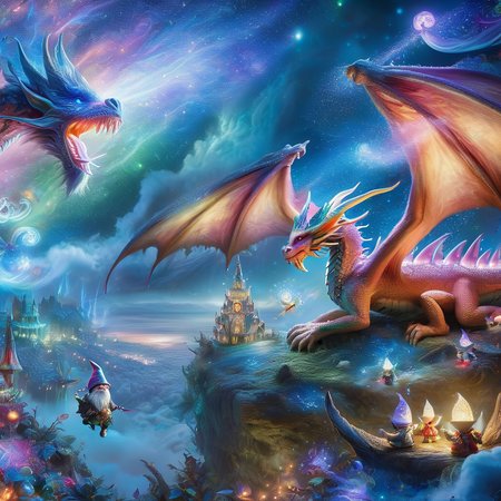 Fujifilm quality photograph (best quality)++, (masterpiece)++, (detailed)+, elf on the shelf fighting a Dragon, (fantasy illustration)1.3, enchanting Dragon battle elf on the shelf, mystical battle, (many gnomes battling)1.4 (whimsical charm).4 Otherworldly charm, mystical sky, (Luis Royo)1.2, (Yoshitaka Amano)1.1, moonlit night, soft colors, (detailed cloudscape)1.3, (high-resolution)1.2 (gnomes  battling everywhere)1.2 , <lora:DonM3t3rn1tyXL-v1.1:0.8> DonM3t3rn1tyXL <lora:DonMD1g174l4sc3nc10nXL:0.8> DonMD1g174l4sc3nc10nXL  <lora:Dragons:0.8> dragon <lora:EnvyMagicalXL01:0.8> magical <lora:FantasyLandscape:0.8> FanLan