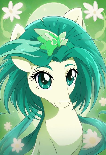 detailed background, green hair,, shiny skin,green eyes,<lora:curemint.pony:1>, curemint, solo,