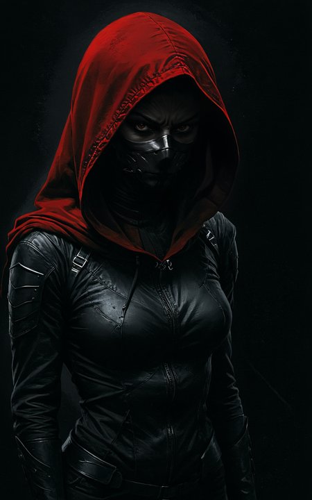 concept art (((black and red charcoal sketch))),woman assassin,hooded,masked,breathtaking impress me by creating an award-winning photograph exploring an original and unconventional theme that captivates and amazes the viewer. Push boundaries of traditional concepts,infusing the image with creativity and wonder,leaving a lasting impression on those who behold it,32K,absurdres,intricately detailed,. award-winning,professional,highly detailed . digital artwork,illustrative,painterly,matte painting,highly detailed,<lora:- SDXL - vant_blk_contrast_V2.0:1>,