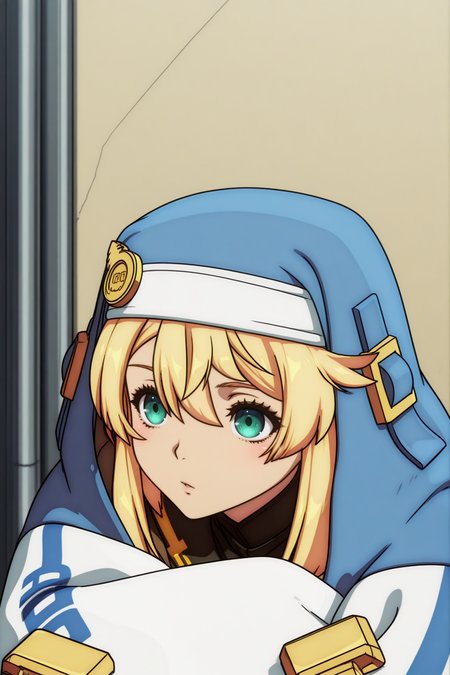anime style, anime coloring,  Bridget, otoko no ko, Posing with arms crossed and leaning against a wall <lora:Guilty_Gear_Strive_-_Dual_Rulers_-_Bridget_-_illustrious:0.8>