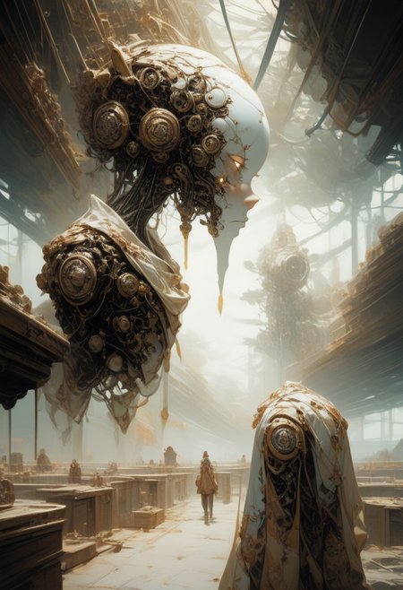 score_9, score_8_up, score_7_up,  ((first person perspective)), landscape photo, tron, heaven, ascendance, god rays, light, gold, sky,  advntr, underwater, alien, colorful, ((zdzislaw beksinski)),translucent,transparent,reelmech, mechanical parts, cable, wires, machinery, joints, body suit