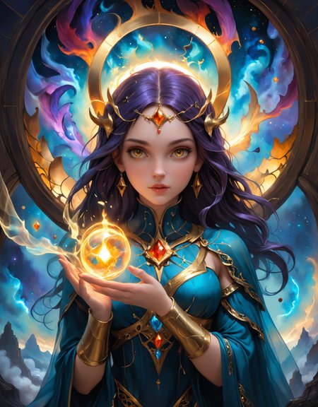 ethereal fantasy concept art of <lora:zhongfenghua:1> zhongfenghua,(solstice,ferromagnetic,Flowing,tetrahedron,MidnightBlack,bluish-black charmed,wand,inspire ,octagon magic:1.0) beautiful 1girl.jp-newgrlv2-700 Fearful, Wide-open eyes, a furrowed brow, and a slightly open mouth. ,
Crafting spells of a spell and does magic (Purple,Brown ,Diagonal lines,Intersecting liness,Liquid crystal,Pyramid,Heart ,doom magic:1.0) ,
breathtaking detailed soft painting, masterpiece, best quality, amazing quality,rembrandt style, Christian saint, detailed art nouveau stained glass of flames background, elegant , highly detailed, artstation, concept art, matte, sharp focus, art by Tom Bagshaw, Artgerm and Greg Rutkowski, Cinematic style, Beauty, Realism, Photorealism, Chiaroscuro, High quality, cinematic lighting ,
 <lora:hyperkraximalism_v1-1:1>, 
<lora:Iridescence:0.5> IRDCC,
 <lora:DetailMaximizer:1>, magnificent, celestial, ethereal, painterly, epic, majestic, magical, fantasy art, cover art, dreamy