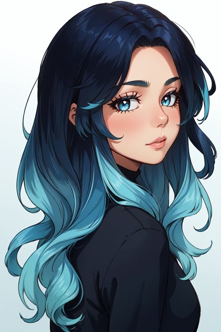 1girl, long hair, ((ombre blue hair)), two-tone hair, multicolored hair, <lora:Ombre Hair:0.7>, long hair, close-up, solo, looking at viewer,