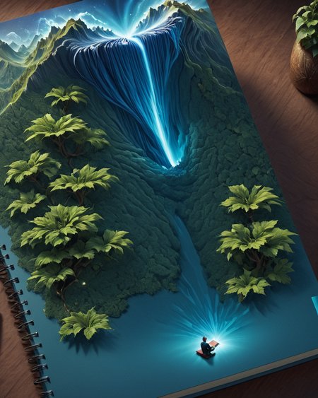 Surrealist art (Fragile Digital Artwork:1.3) of (Simple illustration:1.3) <lora:Book_FFusion_32:1.2> a man with a blue hair is sitting next to a notebook, detailed matte fantasy portrait, detailed digital 3d art, detailed painting 4 k, epic portrait illustration, 3 d epic illustrations, amazing digital art, fantasy art portrait, hyperrealistic illustration, detailed fanart, hyperrealistic fantasy art, incredible digital art, fantasy portrait, hyper realistic illustration, 3d portrait,CGSociety,ArtStation,(Abstract Art:1.3),(Surrealism Art:1.3),(Abstract Illusionism:2),naturalism,land Art,regionalism,shutterstock contest winner,trending on unsplash,featured on Flickr . Dreamlike, mysterious, provocative, symbolic, intricate, detailed