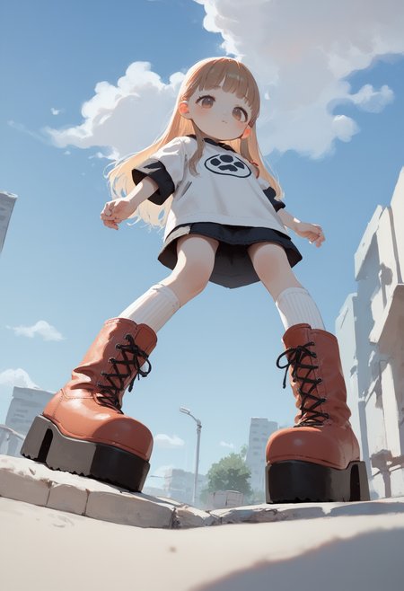 score_9,score_8_up,score_7_up BREAK 1girl,solo,source_anime,foreshortening,cinematic_angle,dynamic_angle,from_below,long hair,<lora:age_slider_v4:-5>,full_body,<lora:doubleplatformboots-s:0.6>,double platform boots,knee boots,perfect face,half-closed_eyes,<lora:kekexl_v0.1:0.8>,keke,