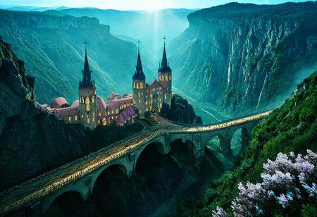 towers ringed in mist, sunrays, mixed media, flux-style, surrealism, fantasy, great lighting, A surreal landscape highly detailed, extremely high-resolution details, appears trapped in an optical illusion of reflections and refractions, colorful, Spring, cherry blossoms in the wind, sweeping vistas, majesty, spring blooms, (Zhangjiajie mountains:1.2),  (((Paris in contemporary France, baroque architecture, European architecture, German Renaissance towers))), (stone arch bridges:1.05), winding rivers extending to the horizon, professional photography, natural lighting, volumetric lighting maximalist. vivid, vibrant colors, intricately detailed, (psychedelic colors, psychedelic colors:1.15), complex, elegant, expansive, fantastical, film photography style, medium grain, cmnt
 (8k uhd:1,4)
 <lora:add-detail-xl:1>
 <lora:Dynamic Poses:1>