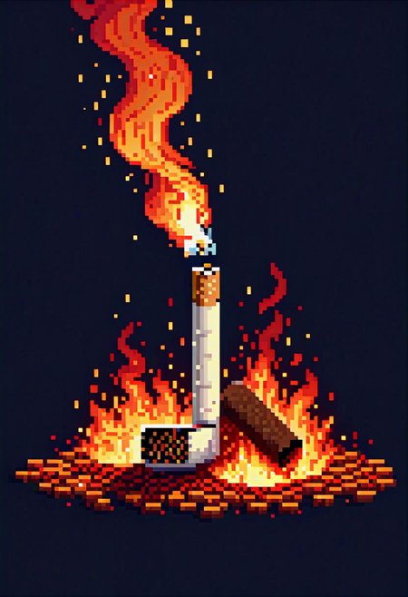 Pixel, [illustration], cigarette, burning, embers, 8k