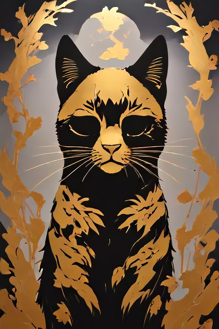 score_9,score_8_up,<lora:Turbo_XL:1>,<lora:Silhouette_with_Gold_Foil-05:1>,silhouette_with_gold_foil,cat