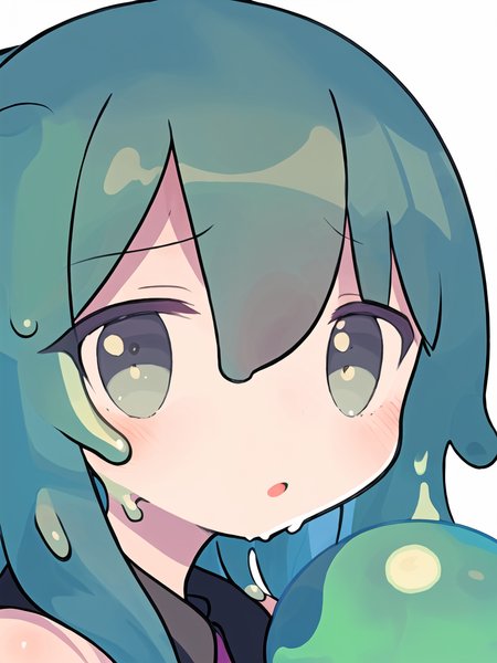 Gorgeous female photo, Masterpiece, best quality, best work, promotional art, beautiful face, (slime girl), goo, gooy, translucent skin