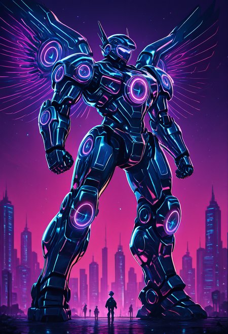 masterpiece, best quality,     D1sc0Pnk, mecha,  wings,    <lora:DiscoPunk_IXL:1.0>,