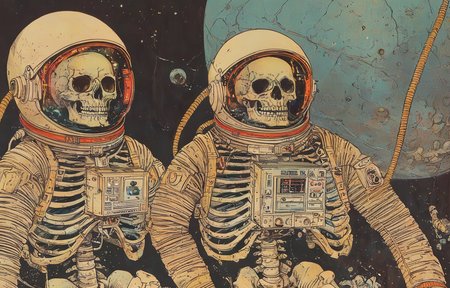 masterpiece,best quality,<lora:tbh56-sdxl:1>,illustration,Astronaut Skeleton