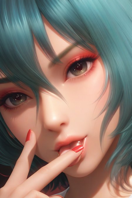 score_9,score_8,score_7_up,soft lighting,gentle shadows,fingers,finger to mouth,licking finger,
tamaki \(doa\),1girl,solo,medium hair, hair between eyes, asymmetrical bangs, ahoge,makeup,red eyeliner,black eye shadow,deep eye bag,detailed eyes, detailed colored_eyelashes, hair out of frame,
very close-up,Close-up details, outstanding style, 
 <lora:doa_tamaki_pdxl_v10:0.9>